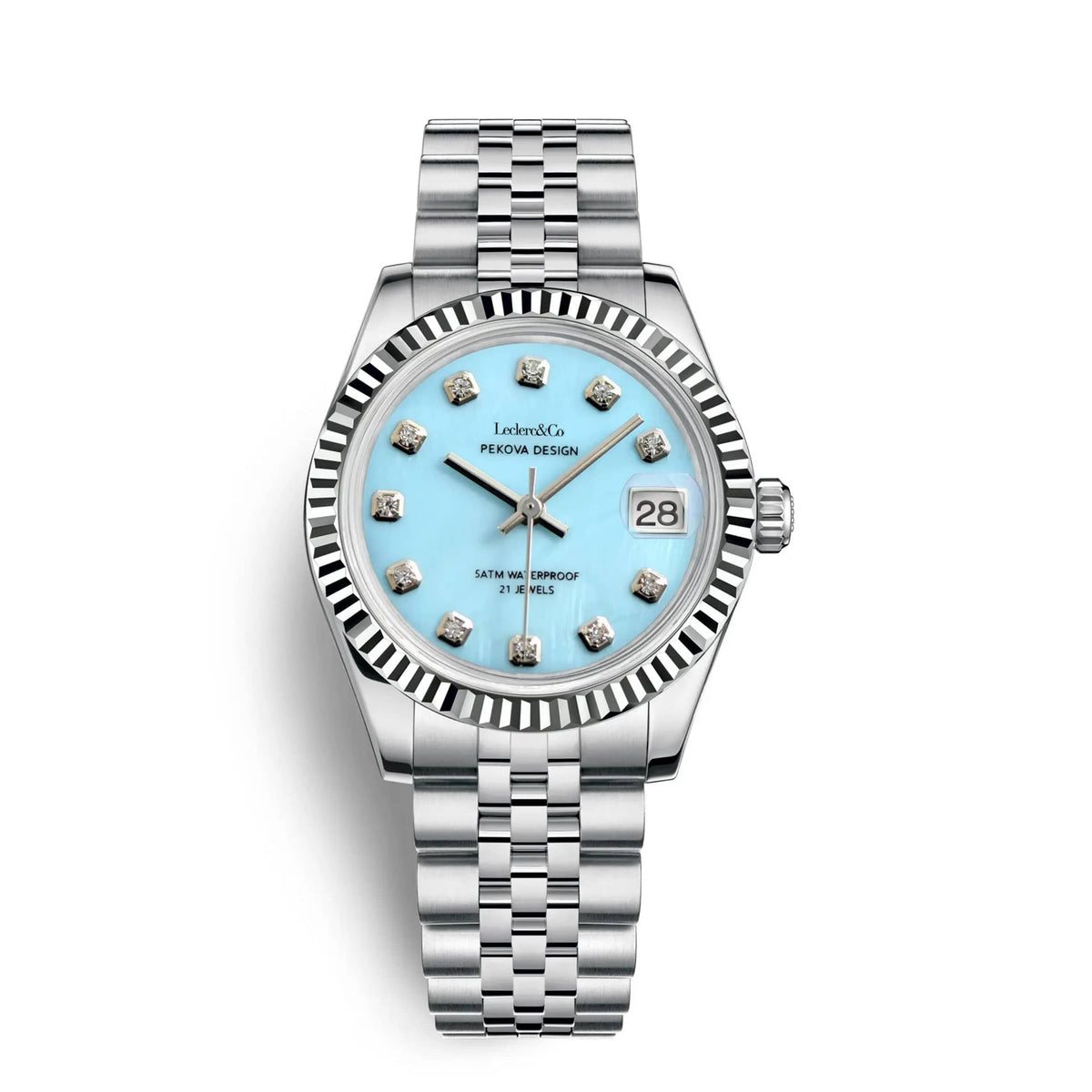 THE LADY DATE - Ice Blue - Leclerc Watches