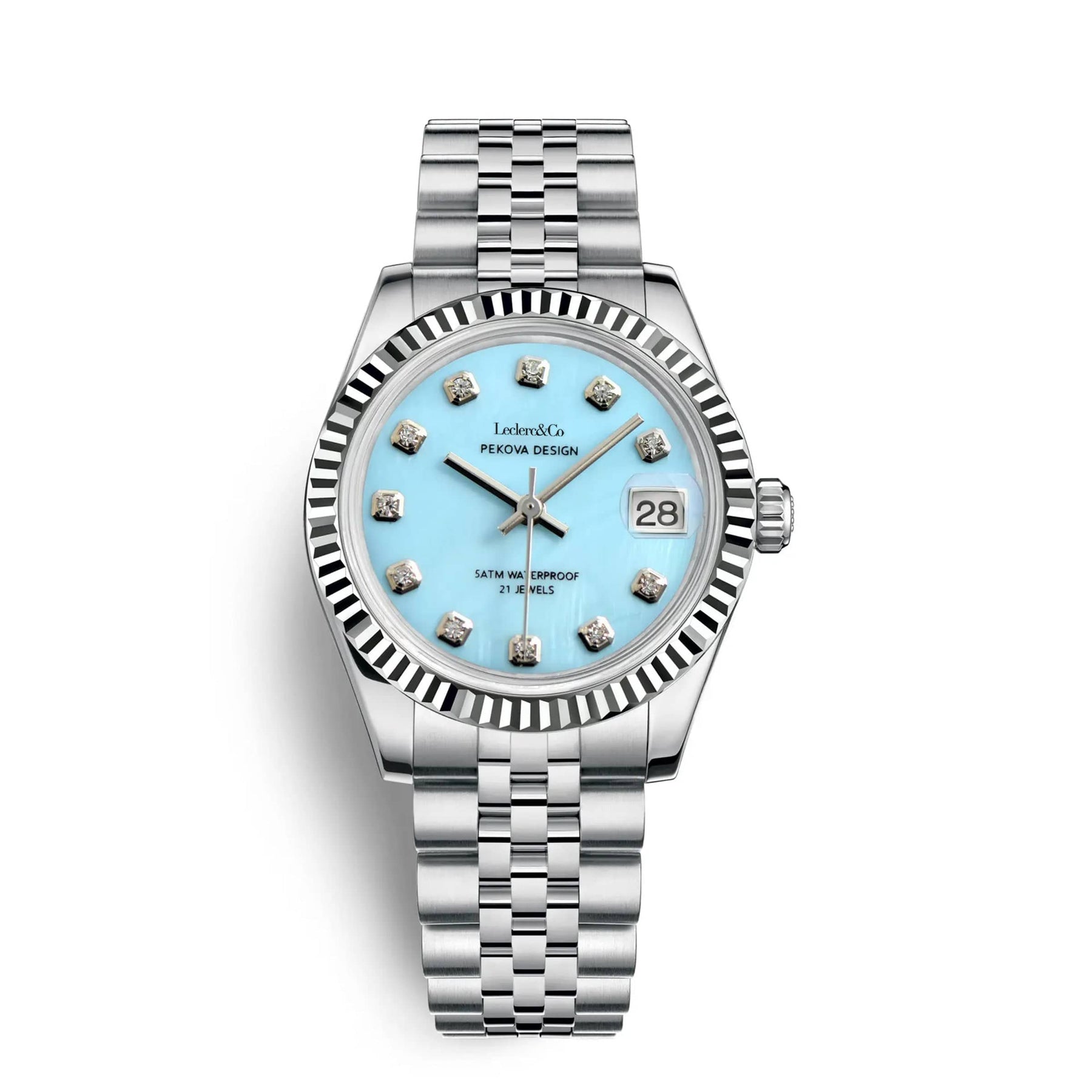 THE LADY DATE - Ice Blue - Leclerc Watches